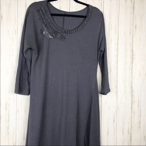 GARNET HILL GRAY EMBELLISHED MIDI DRESS SZ M